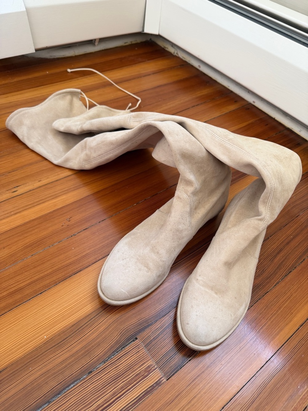 Stuart Weitzman Beige Suede Over-the-Knee Boots